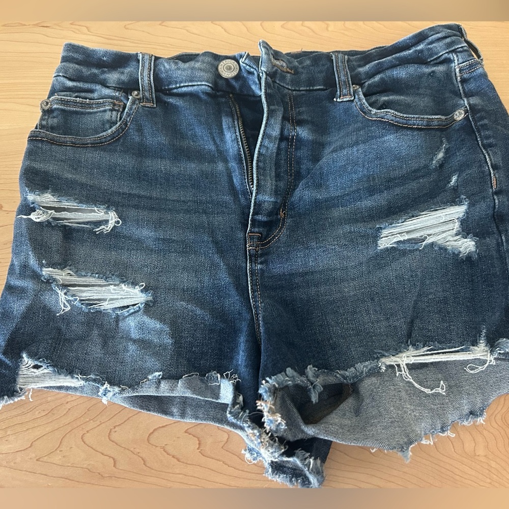 American Eagle Outfitters Blue Distressed Jean Shorts